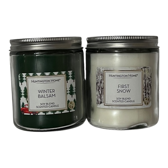 Huntington Home Other - SOY blend jar candles one winter balsam one first snow 6.5 oz, 3” tall 2 5/8”dia